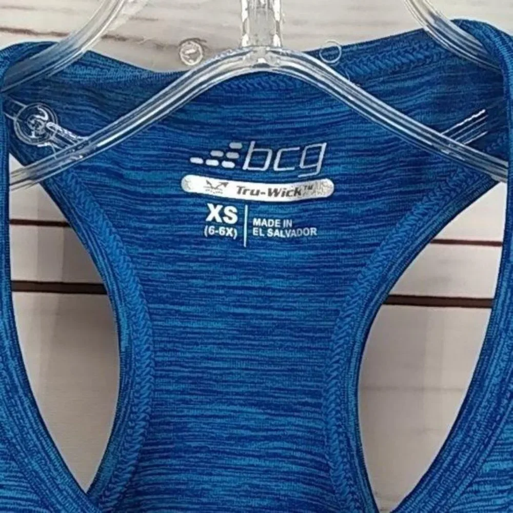 BCG Tru‎ Wick blue size XS 6/6x girls Sports Bra